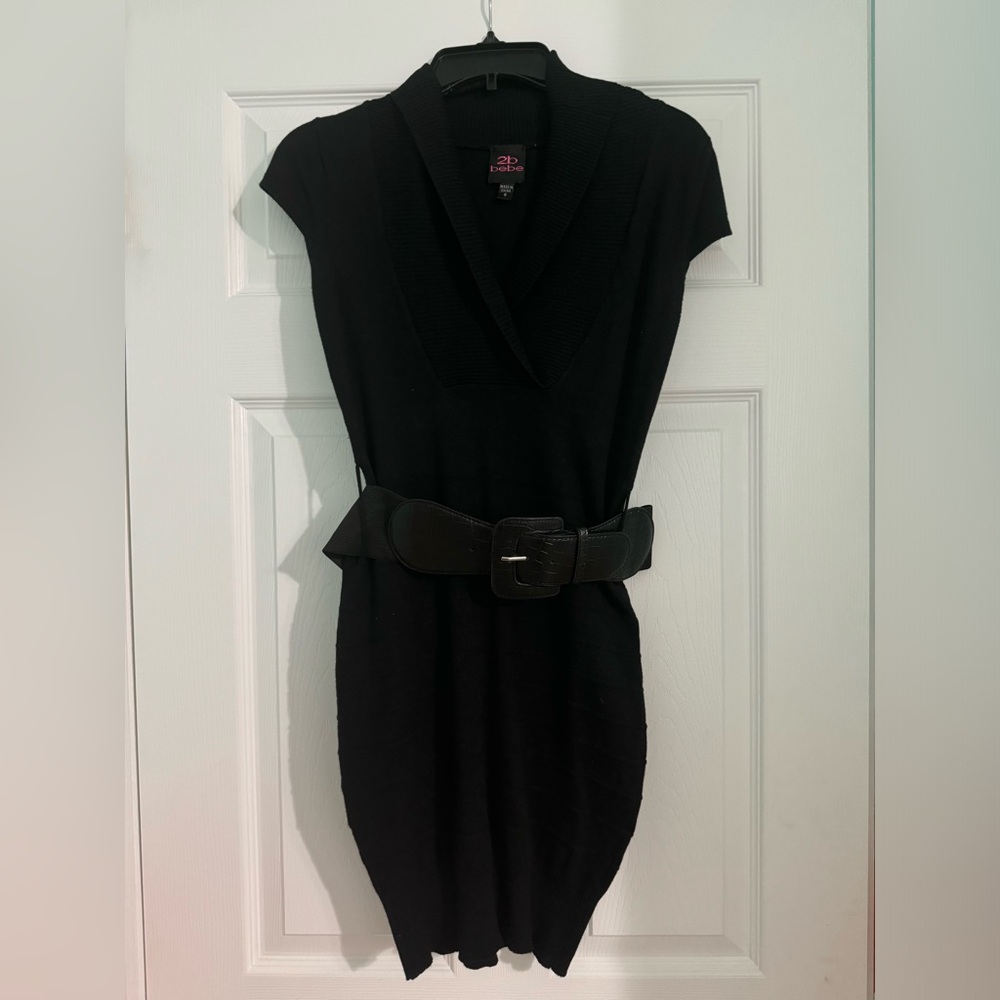 2b Bebe black short sleeve sweater dress